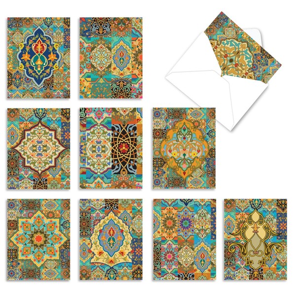 The Best Card Company - 10 All Occasion Note Cards with Envelopes (4 x 5.12 Inch) - Blank Notecard Set - Arabian Sights M6588OCB
