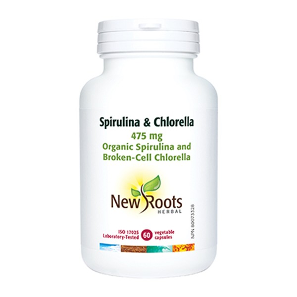 New Roots Spirulina & Chlorella 475mg 60 Veggie Caps