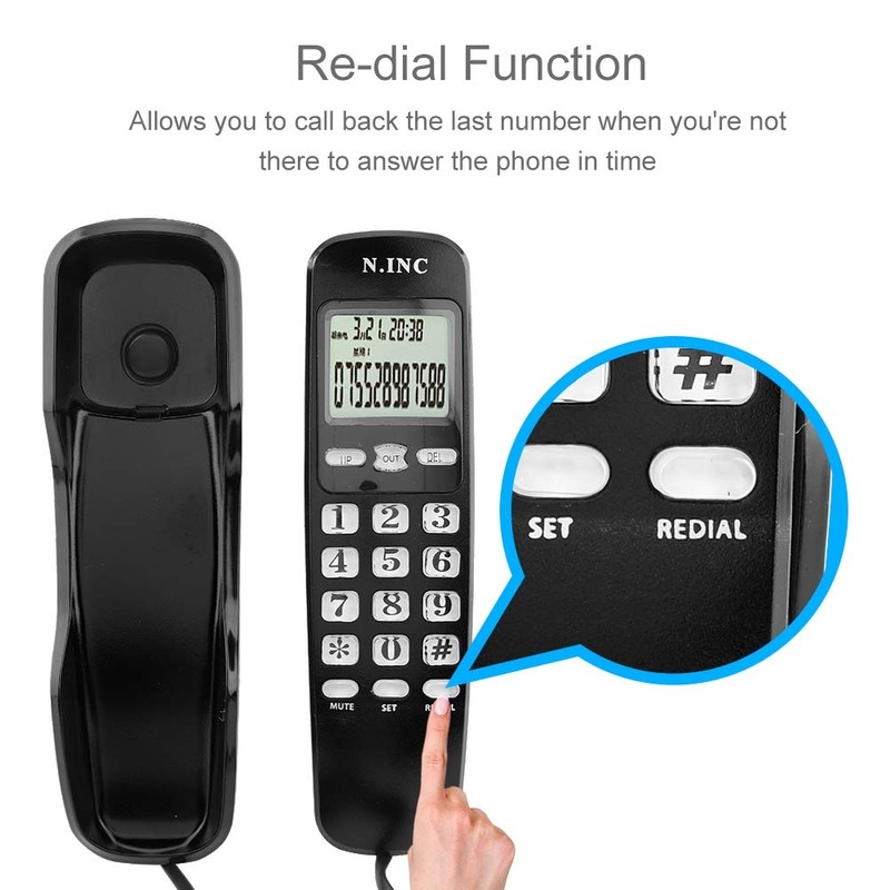 Teléfono residencial con cable, montable en la pared,compatible con visualización
