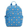 Vera Bradley Premium Cotton Small Backpack, Blue and Silver Bandana