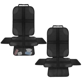 Car Seat Protector, 2 Pack 600D Oxford Fabric Car Seat Protectors for Child Seats Fits ISOFIX Waterproof Fabric Non-Slip 2 Mesh Storage Pockets Side Protection Universal Baby Seat Covers Black