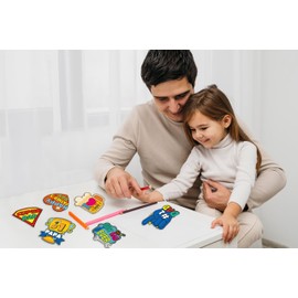 48PCS Fathers Day Crafts for Kids: Make Your Own Father's Gifts Bulk, DIY Coloring Magnets for Father, Magnetic Refrigerator Fridge Cruise Door Decorations