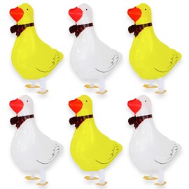 6pcs Duck Walking Farm Animal Balloons White Yellow Ducks Balloons for Kids Birthday Party Farm Theme Decorations