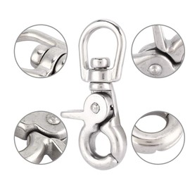 Whirling Snap Hooks, Stainless Steel Spring Eye Snaps Durable Trigger Marine Boat Hook Clasp Scissors Clasp Houseboat Accessories for Anchor Ropes and Cables(5 pcs)
