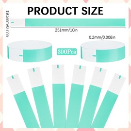 SOFPLATE 300Pcs Green Event Wristbands Waterproof Wristbands Bulk Paper Aquamarine Rectangle Identification Lightweight Custom Plastic Arm Hand Tape for Events Security Concert Bar Party Entrance