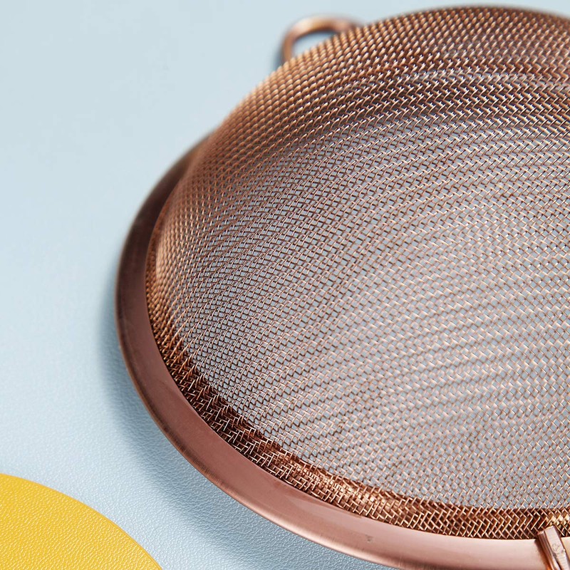 Kyraton Rose Gold Fine Mesh Strainer 3 Pieces Set, Copper