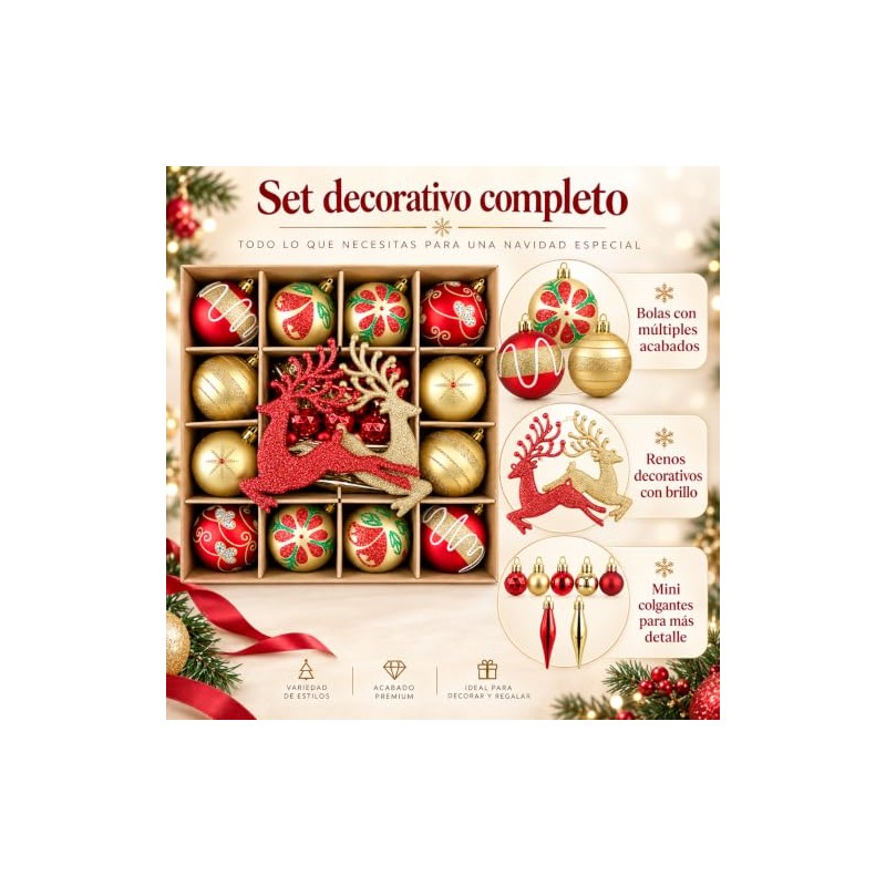 Esferas de Navidad, 40 Unidades Juego de Bolas de Navidad