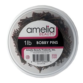 Amelia Beauty Products 1lb Bobby Pins in a Tub | Suitable for All Hair Types - Hair Accessories for Women/Girls - All Day Comfort Perfect for Hairdressing Hair Salon Bun Hair Pin, Bronze