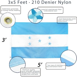 Anley EverStrong Series Honduras Flag 3x5 Foot Heavy Duty Nylon - Embroidered