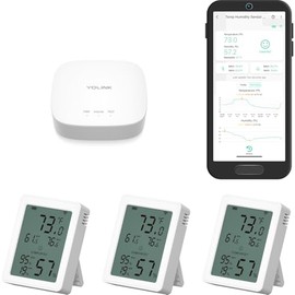 YoLink Indoor Thermometer Hygrometer 3-Pack YS8023 with LCD Comfort Display, Magnetic Mount for Kitchen Use, Max/Min Tracking, LoRa, 5-Year Battery, Alexa/IFTTT, Hub Included