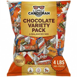 CANDYMAN 4 lb Assorted Chocolate Candy Variety Pack, Bulk Chocolate Individually Wrapped, Candy & Holiday Treats
