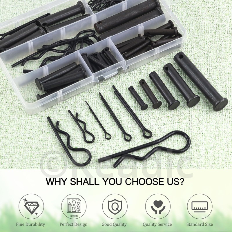Keadic 67Pcs Flat Head Cotter Pins Assortment Kit Includes Single