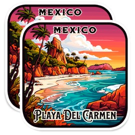 Playa del Carmen Mexico Magnet 4 inch 2 Pack Vinyl for Souvenir Gift Refrigerator Fridge Dishwasher ID 44999