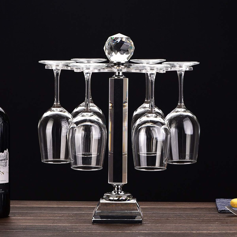 Mylifestyle Elegant Desktop Crystal Glass Stemware Rack/Rotate 6 Wine Glass