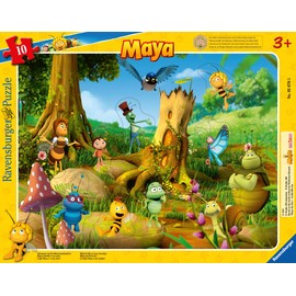Ravensburger Children's Puzzle 05670 - Adventure on the Poppy Meadow - 10 Pieces Maya the Bee Frame Puzzle for Children from 3 Years, Green, Yellow