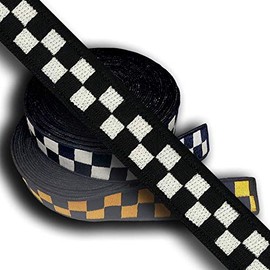 Chicago Police Checker (Sillitoe Tartan) Hatband Material: Black & White, Size: .75" (Sold by The Foot)