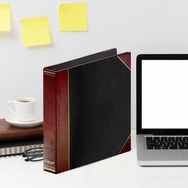 Performore Professional Luxor 3 Ring Binder 1.5 Inch Locking Slant Angle D-Rings, Maroon Turned Edge Flat, Durable Heavy Duty Presentation Folder Binder for Documents Paper Files Projects