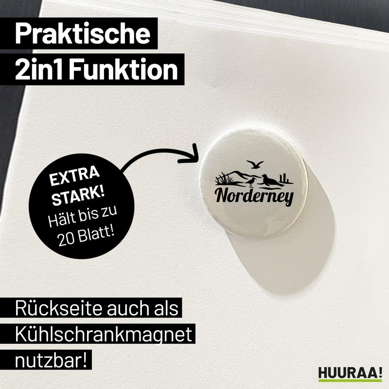Huuraa Magnet Norderney Strandmotiv Geschenk 59mm Flaschenöffner Norderney Geschenkidee