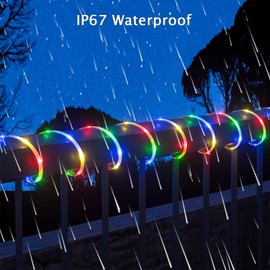 Meewata 120ft Total (3x40ft) - 3 Pack Solar Led Strip Lights Outdoor (Four-Color Mixed), 8 Mode with Remote Timer and Auto On/Off, Self-Adhesive Waterproof, Great for Yard, Garden, Stair Decor