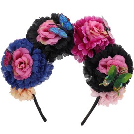 BESPORTBLE Day of The Dead Headpiece Day of The Dead Headband Flower Crown Headband Festival Dress up Hair Accessory