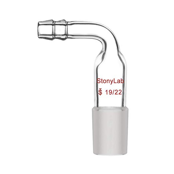 StonyLab Glass Bent Inlet Adapter With 19/22 Male Glass Joint