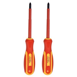sourcing map 2pcs VDE Insulated Screwdriver 1000V PH2 x 100mm Magnetic Phillips Screwdrivers CR-V Magnetic Electricians Phillips Head Screwdrivers with VDE Handle