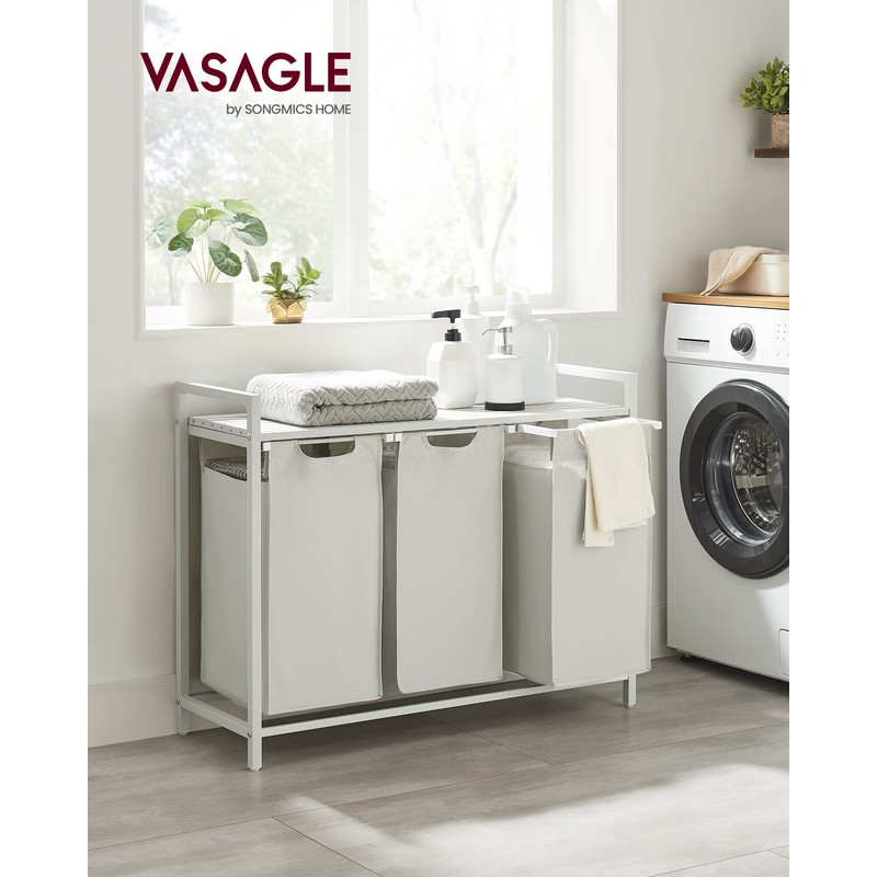VASAGLE Laundry Hamper, Laundry Basket, Laundry Sorter with 3 Pull-Out