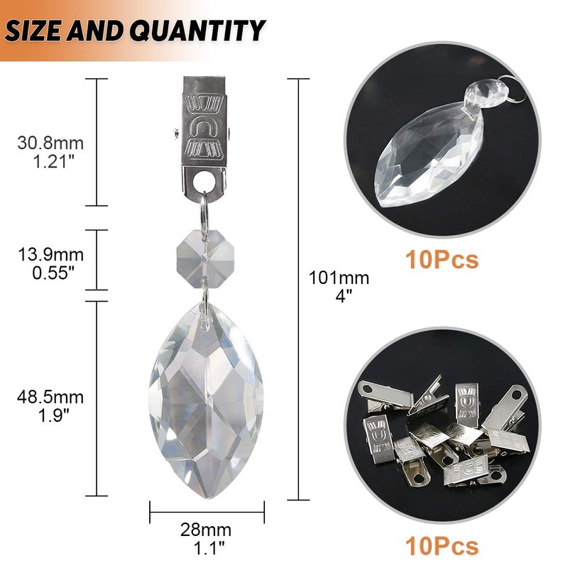 Keadic 10 x Professional Tablecloth Weights Crystal Teardrop Prisms Pendants