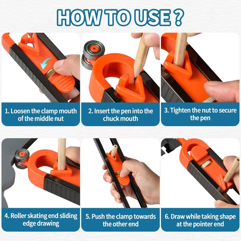 Contour Gauge,Woodworking Tiles Flooring Carpenters Scribing Marking Accurate Portable Tool