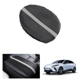 GAFAT MG 4 EV MG4 Electric 2023 2024 2025 Centre Armrest Cover, MG 4 2023 Centre Console Armrest Protection, MG4 XPower Cover, PU Microfibre Leather Padding, MG4 Accessories (Grey-White)