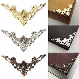 Antique Plated Metal Book Corner Decor with Triangular Flower Design Bronze Silver BL00698 100ea