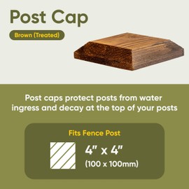 Timber Fence Post Cap | Fits 4x4" (100x100mm) Posts | Brown | Square Posts | Pack of 5