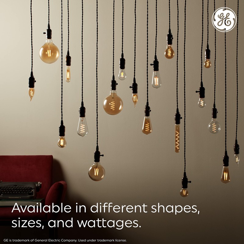 GE Vintage Style LED Light Bulbs, 60 Watt, Clear Finish,