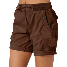 Dokotoo Women's Coffee X-Large Cargo Shorts, High Rise, Loose, 4 Pockets, 11 Inch Outseam, Mid Thigh Length, Sports, Climbing, Adult, SHORTS, Shorts