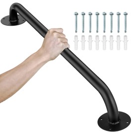 SSOAAW 1 FT Pipe Stair Handrail, Black Metal Staircase Handrail, Galvanized Industrial Iron Hand Rail for Indoor Stairs and Wall Mount Support