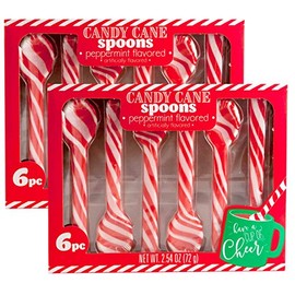 Candy Cane Peppermint Spoons – 1 doz – (2 packs of 6) - Set of 10