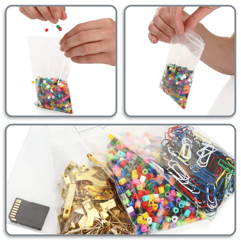 com-four® 100 x Ziplock Bags - Transparent Bags with Pressure