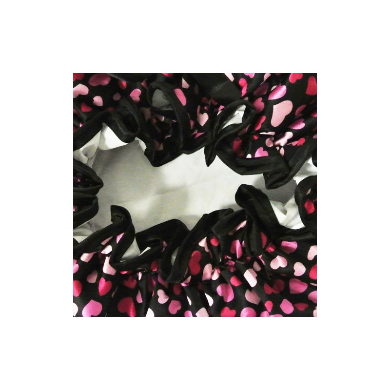 Kella Milla Stylish Satin Shower Cap - Hearts & Black