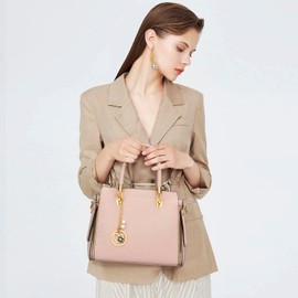 KKXIU Trendy Women Satchel Purses and Handbags Vegan Leather Top Handle Shoulder Crossbody Bag (Pink)