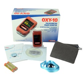 GIMA Oxy-10 Wireless Pulsoximeter für den Finger, tragbar, erkennt Sättigung, Schläge und Verlust, 2 AAA-Batterien im Lieferumfang enthalten, visuelle und akustische Alarme, Farb-OLED-Display