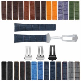 Ewatchparts 19-20-21-22mm Leather Watch Band Strap With Deployment Clasp Compatible With Tag Heuer Carrera