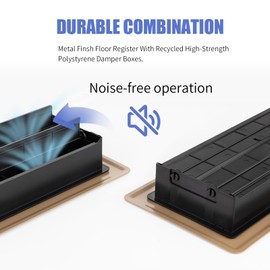 Floor Register Fits 6x12 and 12x6 Duct Opening - Heavy Duty Walkable Floor Vent Covers 4 Pack - High Airflow Adjustable HVAC Air Vent - Steel Rust-Proof Finish Vent Covers for Home & Office - Brown