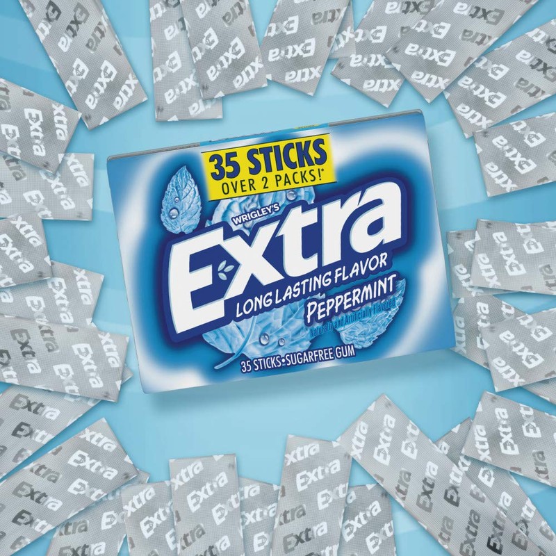 WRIGLEYS EXTRA PEPPERMINT CHEWING GUM SUGAR FREE STICK RP 35