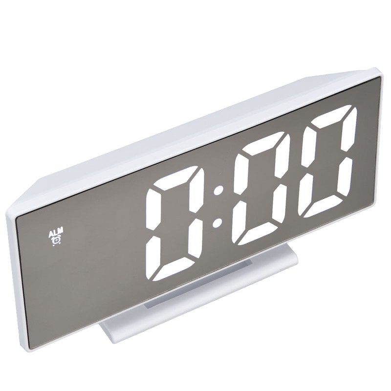Digital Alarm Clock LED Mirror Screen USB Charging Automatic Dimming