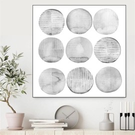 Giant Art Canvas  20x20 Soft Circles II Framed in Multi-Color