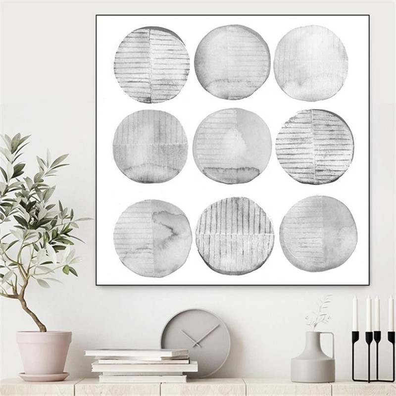 Giant Art Canvas 20x20 Soft Circles II Framed in Multi-Color