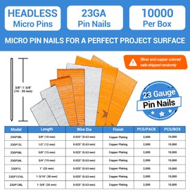 meite 23 Gauge Pin Nails, 1/2-Inch Micro Headless Piner Nails - Galvanized 23GA Pins Nails for Nail Gun, Ideal for Fine Woodworking and Trim Work (10 Boxes)