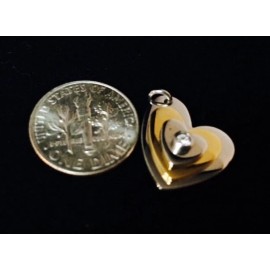 mini Charm Style Stainless Steel Two Toned Heart Pendant with Clear Crystal