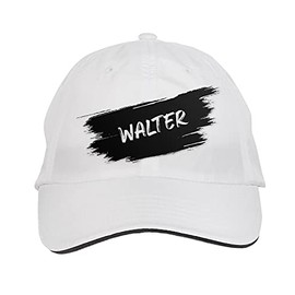 Makoroni - Walter Name Hat Adjustable Cap, DesC77 White