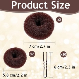 Hair Donut Bun Set of 4 Hair Band with 20 Black U-shaped Hair Clips Tail Hair Tool Hair Braiding Tool Pins for Kids Women Dancer Ballet Girls Doughnut Bun Hair Accessories DIY Chignon(Dark Brown)